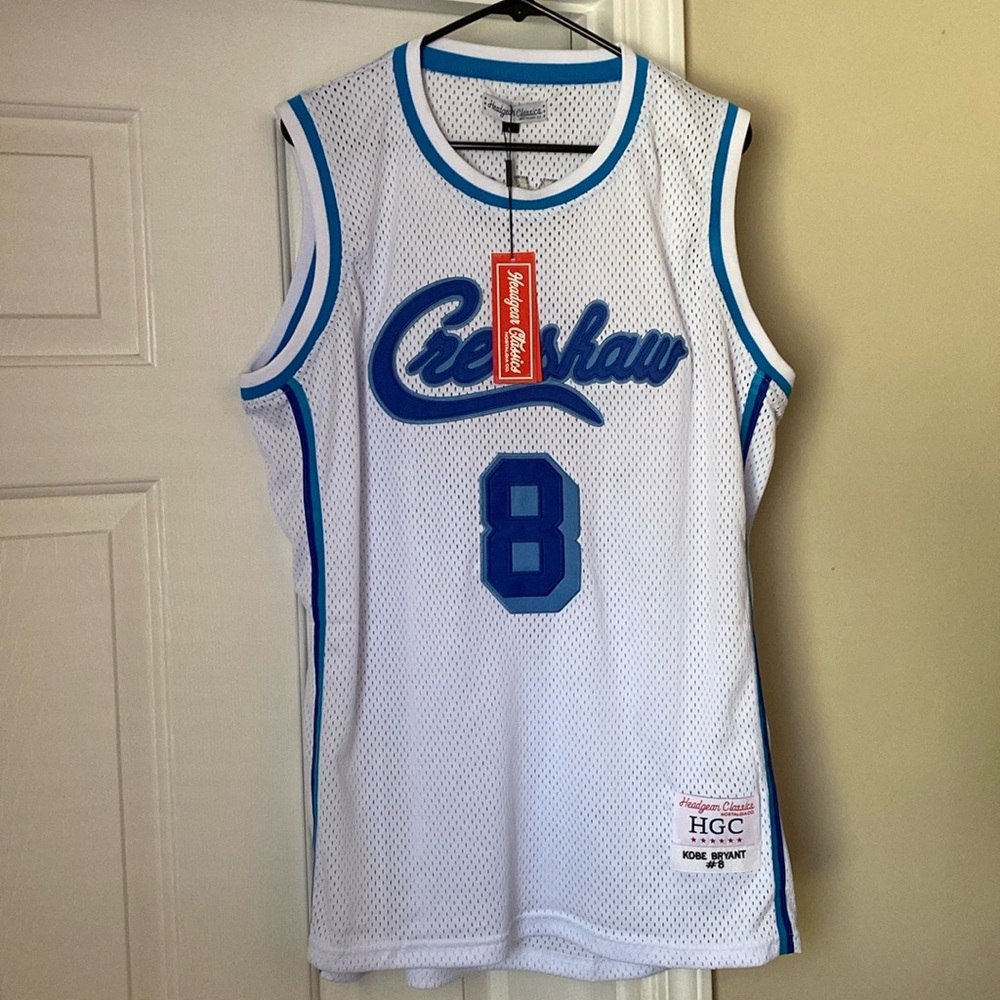 NEW Kobe Bryant #8 LA Crenshaw White Basketball Jersey by Headgear Classics L
